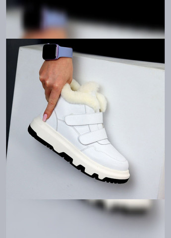 Білі жіночі зимові спортивні теплі для жінок на хутрі зима утеплені на липучках Viki кросівки білі зими (307059468)