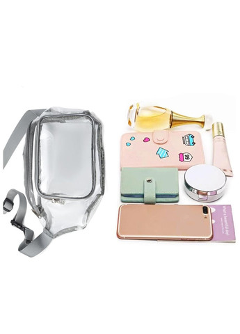 Бананка 00724 прозрачная поясная сумка на два отдела серая No Brand (313235552)