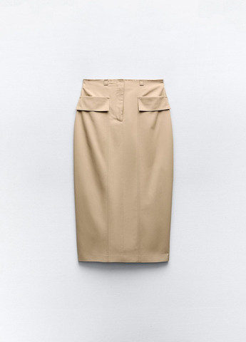 Светло-коричневая повседневный однотонная юбка Zara