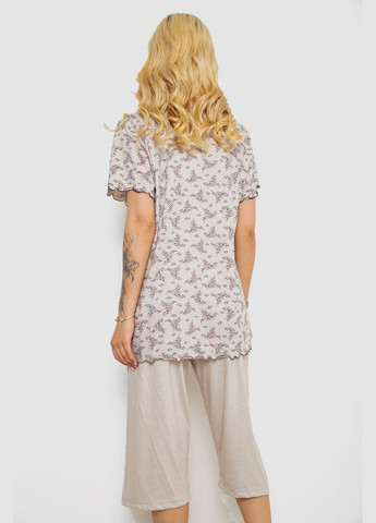 Бежева всесезон піжама жіноча з принтом,, 243r6968 Stil Moda