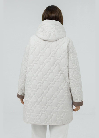 Молочна демісезонна двостороння куртка plus size Lora