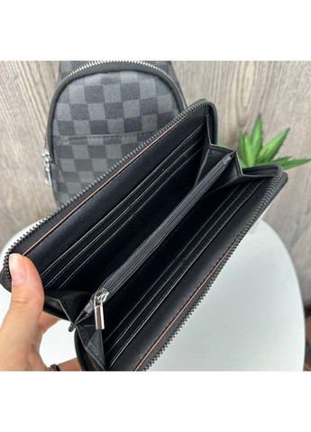 Мужская сумка бананка на грудь экокожа черная + кошелек на молнии ProDobro (365255088)