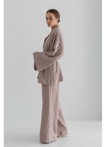 Бежева всесезон костюм кімоно з брюками з мусліну mokko Forly