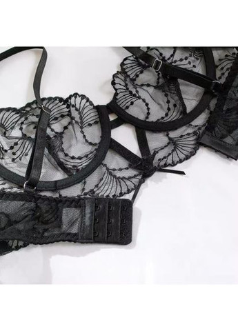 Чорний демісезонний комплект lira з мереживом набір жіночий спідньої білизни бюстгальтер трусики пояс з гартерами з ланцюжком No Brand Комплект Lira червоний