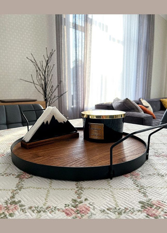 Таця Garret Simple металева з дерев'яною основою Nice & Cozy Metal Tray (280916349)