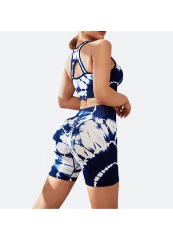 Синий демисезонный тренировочный спортивный комплект (топ+шорты push-up) No Brand ElegantSportSet