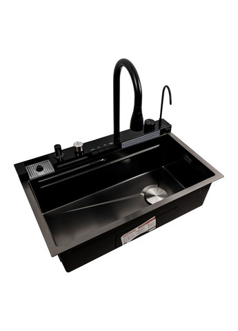 Кухонная мойка 75*45М PVD черная Handmade "Водопад" Platinum (292144447)