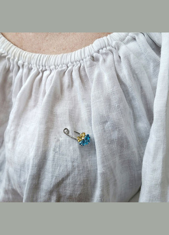 Брошка-шпилька шпилька срібна Квітка України з жовтими та блакитними Кам'яними срібло 925 проби 6061 1.5 г No Brand (306742051)