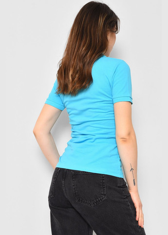 Блакитна літня футболка жіноча поло блакитного кольору Let's Shop