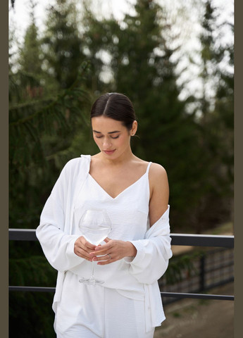 Жіночий костюм (Майка + Сорочка + Шорти + Штани) 0515 Жатка S-M білий АМА (292714214)