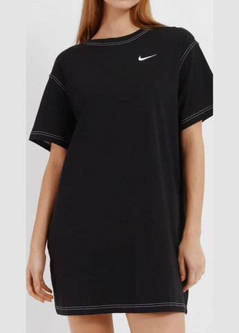 Черное спортивное, повседневный, кэжуал женское платье-футболка платье-футболка No Brand