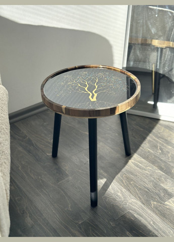 Журнальный, кофейный столик с эпоксидной смолой, зеркальным декором и натуральными камнями KorriArt (315492705)