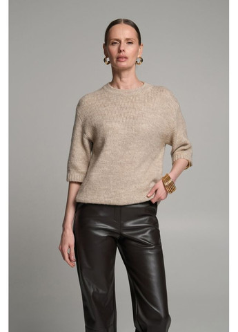 Молочний демісезонний светр з кротким рукавом із вовняної пряжі з додаванням мохеру (2811) Triko Bakh