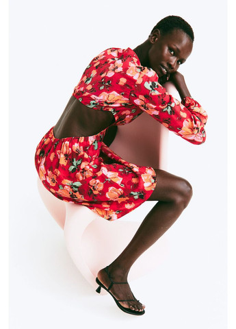 Комбинированное кэжуал платье из вискозы H&M однотонное