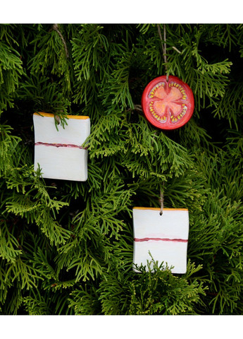 Набор деревянных подвесок - сувенир "Лук, сало и помидор". Lucy Kozyra (367080320)