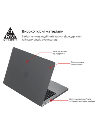 Накладка Air Shell для MacBook Air 15.3 M4/M3/M2 (A3241/A3114/A2941) Grey (ARM80465) PTR ArmorStandart (327882194)