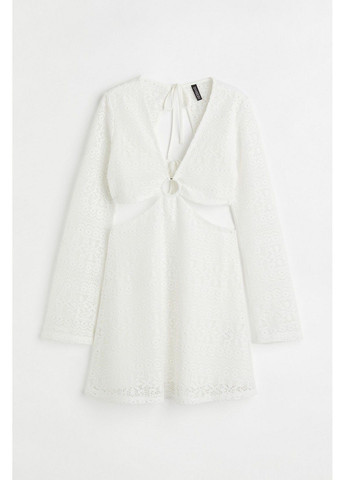 Білий кежуал сукня з мікро-дефектом H&M однотонна