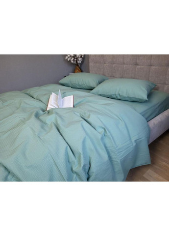 Постельное белье с резинкой Зеленая полынь GS200, ранфорс гофра (жатка) Двуспальный размер, наволочки 70/70 No Brand (364219884)