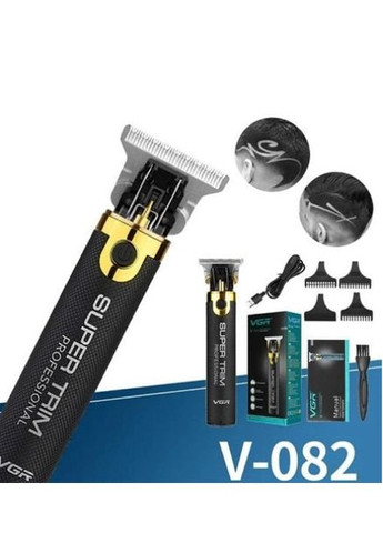 Электрическая машинка для стрижки Super Trim V-082 беспроводная с 3 насадками черная (1756375520) VGR (325684127)