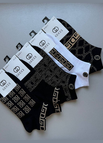 Комбинированные 5 пар короткие демисезонные носки с принтом хорошего качества надписи (316038887)