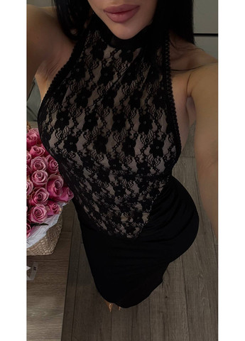 Черное роскошное черное платье с кружевным верхом и открытой спинкой😍 Luna