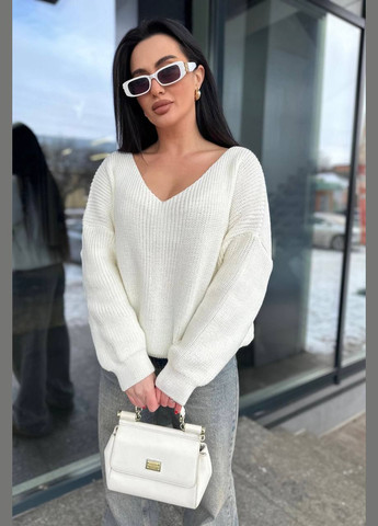 Молочний жіночий вовняний светр великих розмірів молочний You Best