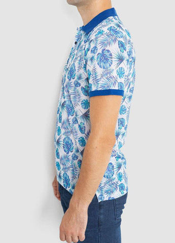 Молочна поло чоловіче з принтом синьо-молочне розмір l (sku_247r311) з коротким рукавом No Brand