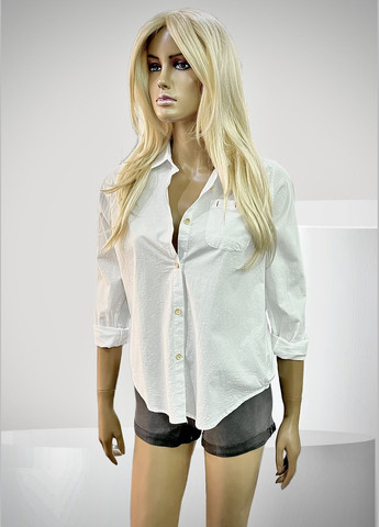 Белая классическая, повседневный, кэжуал, джинсовая рубашка PATISHKA с длинным рукавом