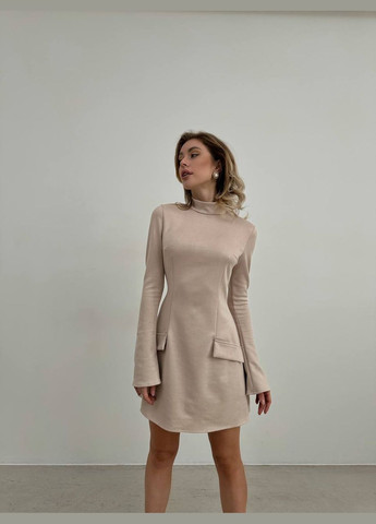 Бежева жіноча замшева сукня колір бежевий р.42/44 449497 New Trend