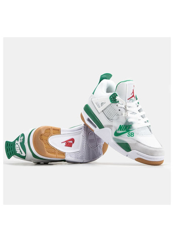 Білі Осінні кросівки чоловічі Nike Air Jordan 4 x SB Pine Geen