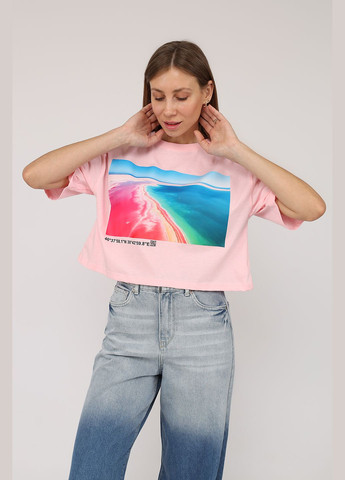 Футболка с коротким рукавом женская цвет розовый CB-00274612 Yuki - (330223142)