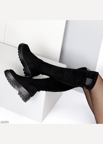 Ботфорти замшеві чорні на платформі, чоботи чулки замшеві купити недорого No Brand (366704590)