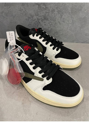 КРОСІВКИ ЖІНОЧІ NIKE TRAVIS SCOTT X AIR JORDAN 1 LOW OLIVE НАЙК ТРЕВІС СКОТ No Brand хакі демісезони (367170865)