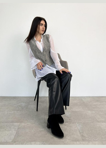 Серый женский жилет женский из хлопка и полиэстера с застежкой на кнопках (ak38370p) Art Knit - всесезон