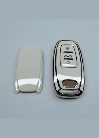 Чехол для ключа белый с серебряной рамкой. Audi (331018329)