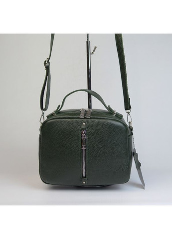 Сумка жіноча маленька шкіряна крос-боді через зелене плече з ручкою на блискавці Serebro (371392439)