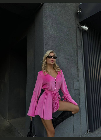 Комбінезон жіночий велюровий No Brand комбінезон-шорти рожевий святковий, коктейльний, вечірній велюр