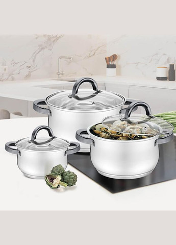 Набір кухонного посуду MR-3522-6M-BLACK з 6 предметів Maestro (334713830)