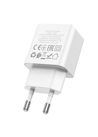 Мережевий зарядний пристрій single port charger 10,5W White Hoco C106A Leisure (368698150)