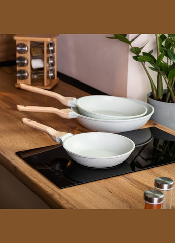 Набор сковородок универсальных алюминиевых с антипригарным покрытием 1,2/2/3 л, белый MGC (322855529)