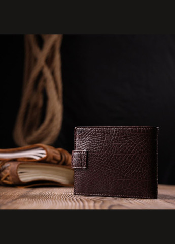 Кошелек мужской Кожаный с хлястиком 21078 Коричневый Karya (306881986)