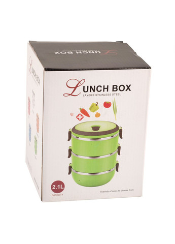 Ланч-бокс трехсекционный круглый из нержавеющей стали 1500 мл, серо-голубой Supretto (373394573)