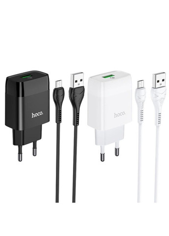 Мережевий зарядний пристрій C72Q Glorious single port QC3.0 charger set(Micro) 18W White Hoco C72Q Glorious single port QC3.0 charger set(Micro) (340279386)