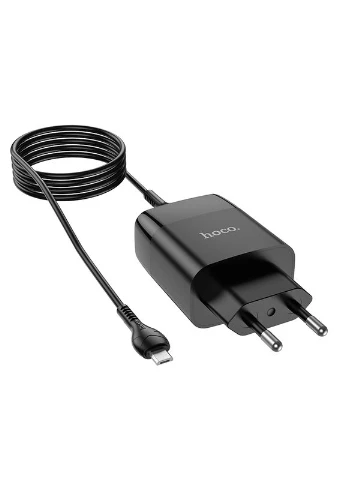 Мережевий зарядний пристрій C86A Illustrious dual port charger with digital display set(Micro) Black (6931474746290) Hoco C86A set(Micro) (361348175)