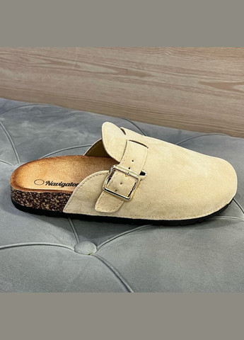 Бежевые шлепанцы женские с закрытым носком с анатомической подошвой. Navigator