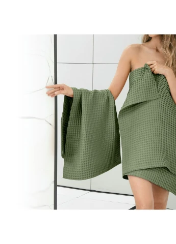 Полотенце вафельное Olive Greek Waffle 75x150 см Зеленый Cosas (387621578)