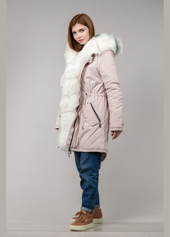 Парка жіноча пудра з арктичною лисицею Chicly Furs (289060593)
