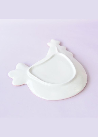 Тарілка керамічна Курка Великдень 6791 23х20 см рожева No Brand (347229333)