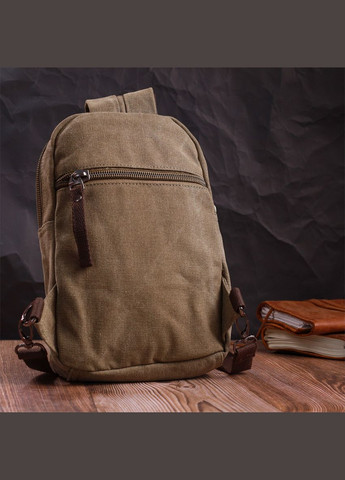 Сумка-рюкзак спортивний слінг на одне плече в стилі мілітарі з двома відділеннями із щільного текстилю 22163 Оливковий Vintage (297662894)