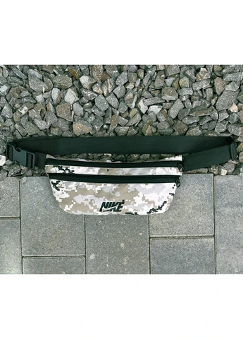 Стильная поясная сумка бананка Nike пиксель серый камуфляж мужская барсетка через плечо для спорта и города No Brand (402546626)